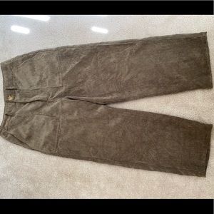 Wide Leg Camo Green Corduroy Pants